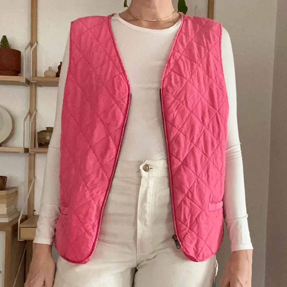 Vintage Pink Silk Quilted Vest - Picture 2 of 8